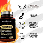 Black Maca Root 50:1 750mg – 180 Capsules Organic Peruvian Maca Peruana Supplement for Men | High Potency Energy, Mood & Performance Support | Vegan, Non-GMO