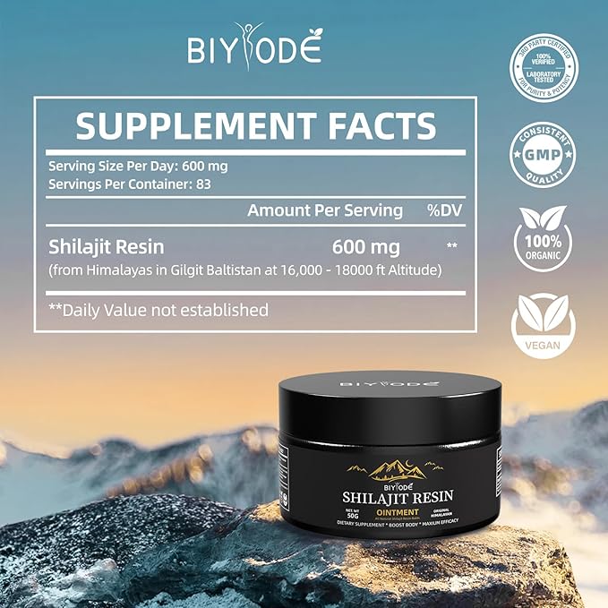 Himalayan Pure Shilajit Resin 600mg 100 Servings with Fulvic Acid & 85+ Trace Minerals Vegan Non-GMO Energy Supplement for Men & Women Ancient Ayurvedic Formula