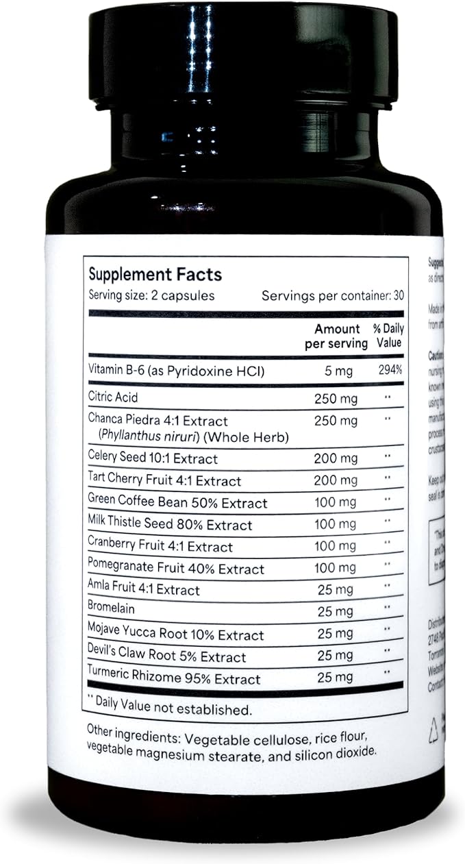 Natural Uric Acid Cleanse with Celery Seed, Chanca Piedra, Pomegranate Extract, Tart Cherry Extract Capsules - Kidney Cleanse Detox & Repair for Uric Acid Flush