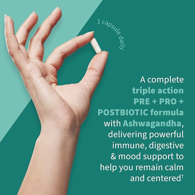 Garden of Life Dr. Formulated Pre, Post & Probiotics Calm 50 Billion CFU Daily 3-in-1 Complete Supplement with Ashwagandha – Mood Support, Digestive & Immune Support, 30 Vegetarian Capsules