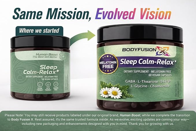 BodyFusionX Sleep Aid for Adults – Melatonin Free Nighttime Stress Support for Deep Rest & Next Day Energy – Ashwagandha KSM-66, L-Theanine & Lemon Balm – 60 Capsules