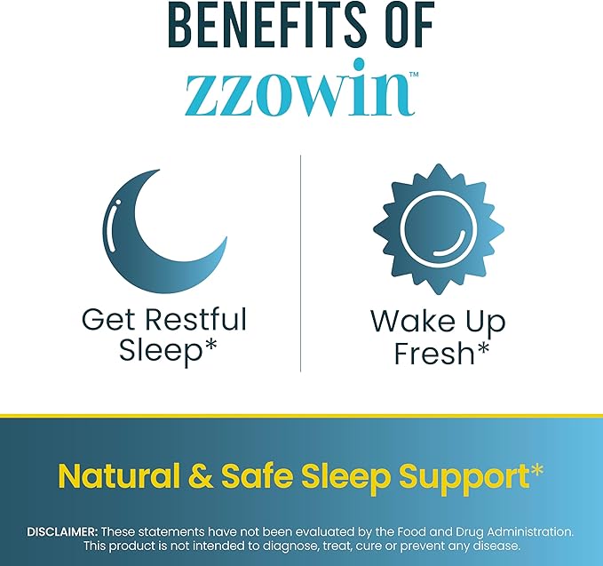 Zzowin Sleep Support Supplement – 5mg Melatonin, Valerian Root, Magnesium for Deep Sleep & Relaxation 30 Tablets | Natural Sleep Aid, Non-Habit Forming | Improve Sleep Quality | Pack of 1