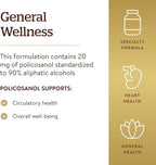 Solgar Policosanol 20 mg, 100 Vegetable Capsules - Supports Heart Health - General Wellness - Vegan, Gluten Free, Dairy Free, Kosher - 100 Servings