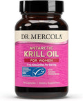 Dr. Mercola Krill Oil for Women - 2 mg Astaxanthin - MSC Certified Sustainable - Supports Brain, Skin & Immune Systems - with Omega-3s - Non-GMO, Gluten-Free & Soy-Free - 90 Capsules (30 Servings)
