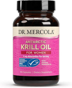 Dr. Mercola Krill Oil for Women - 2 mg Astaxanthin - MSC Certified Sustainable - Supports Brain, Skin & Immune Systems - with Omega-3s - Non-GMO, Gluten-Free & Soy-Free - 90 Capsules (30 Servings)