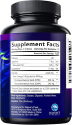 Omega 3 Fish Oil Supplements - 2400mg Fish Oil Per Serving - Triple Strength Omega-3 with Fatty Acids EPA & DHA - Natural Heart, Brain & Immune Support - Wild Caught, Bottled in USA - 120 Softgels