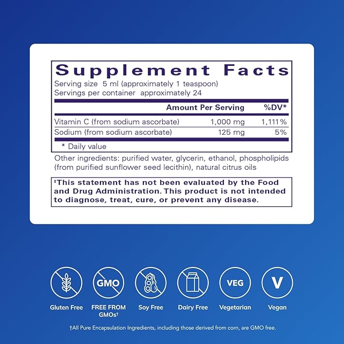 Pure Encapsulations Liposomal Vitamin C | Support for Cellular Function, Antioxidant Defenses and Immune Health* | 4 fl. oz.