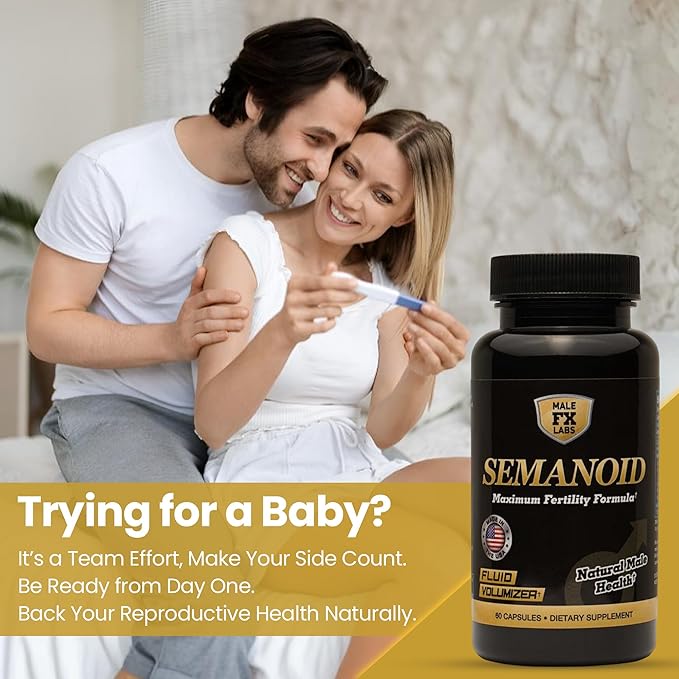 SEMANOID (60 Caps) Maximum Fertility Formula and Semen Volumizer - Advanced Fertility Ingredients and Male Prenatal Vitamin Blend, 1 Month Supply