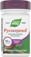 Nature's Way Pycnogenol Premium Blend, Promotes Healthy Circulation*, Antioxidant Support*, 50 mg per Serving, 30 Vegan Tablets (Packaging May Vary)