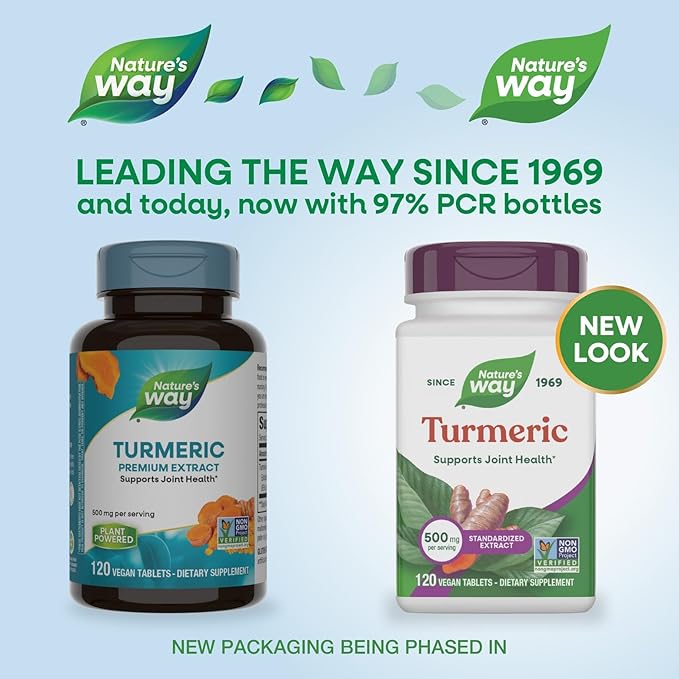 Nature's Way Turmeric Premium Extract - Supports Joint Health* - Non-GMO Project Verified - 500 mg per Serving - Joint Supplement Turmeric Tablets* - Gluten Free - 120 Tablets