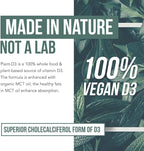 Plant-D3 Organic Vitamin D3 5000 IU - Vegan, Max Strength Sublingual Liquid D3 Drops - 200% Higher Absorption - 100% Plant-Based Cholecalciferol Form - Adjustable Dosing for All Ages (1oz Liquid)