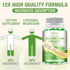 2 Pack Liposomal 3000mg Magnesium Malate Gummies Supplement,Complex Creatine Monohydrate,Folate, Active B12 & D3, L-Theanine & CoQ10, for Stress Relief,Methylation, Energy, Muscle & Calm