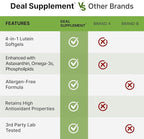 Lutein and Zeaxanthin Supplements, 40mg Per Serving, 300 Softgels – Plus Astaxanthin, Omega-3s, & Phospholipids – Non-GMO