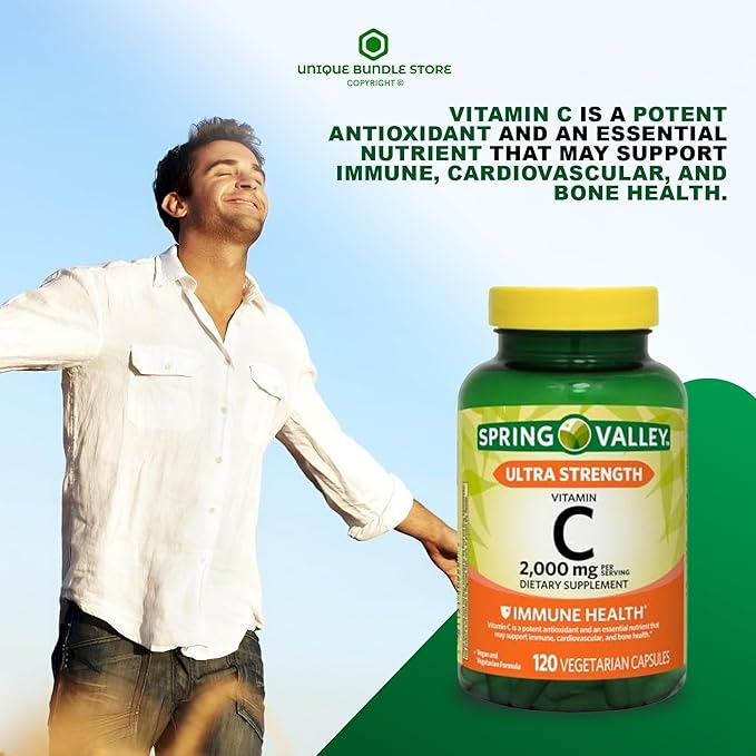 Ultra Strength Vitamin C 2000mg, 120 Capsules - Dietary Supplement (Pack of 3)