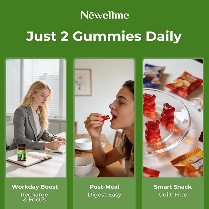 NEWELLME Sugar-Free Apple Cider Vinegar Gummies for Metabolism - 1000mg ACV with The Mother & Vitamin B12 for Energy Support - Vegan, Gluten-Free,120 Counts