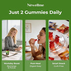 NEWELLME Sugar-Free Apple Cider Vinegar Gummies for Metabolism - 1000mg ACV with The Mother & Vitamin B12 for Energy Support - Vegan, Gluten-Free, 60 Counts