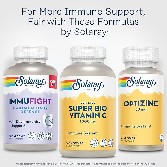 SOLARAY Super Bio Buffered Vitamin C 1000mg – Two-Stage Timed Release with Bioflavonoids – Immune Support – High Absorption, Vegan, 60 Day Guarantee, 180 Servings, 360 VegCaps