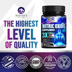Extra Strength Nitric Oxide Booster - 3X Strength L-Arginine, Citrulline, & Beta Alanine - Premium Nitric Booster Natural Energy, Muscle & Heart Support, Bottled in USA for Men & Women - 60 Capsules