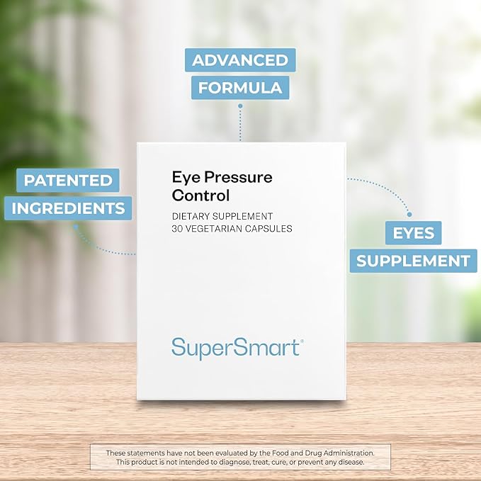 SuperSmart - Eye Pressure Control (Patented Ingredients) - with Mirtoselect Bilberry Extract & Pycnogenol Pine Bark Extract - Eyes Supplement | Non-GMO & Gluten Free - 30 Vegetarian Capsules