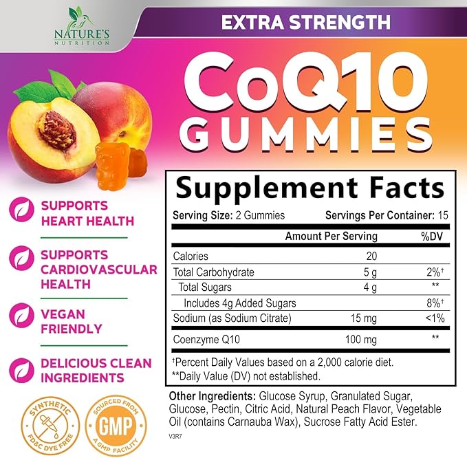 CoQ10 Gummies 100mg Per Serving - 3X Strength, High Absorption, Antioxidant Supplement for Heart Health Support & Energy Production, Ultra Coenzyme Q10 Vitamins, Coq 10 Supplements - 30 Gummies