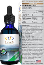 Optimally Organic Water Extracted Fulvic Ionic Minerals X200 - Patented BioActive Fulvic Acid, Humic Acid, Trace Minerals, Electrolytes & Essential Amino Acids - 5+ Month Supply