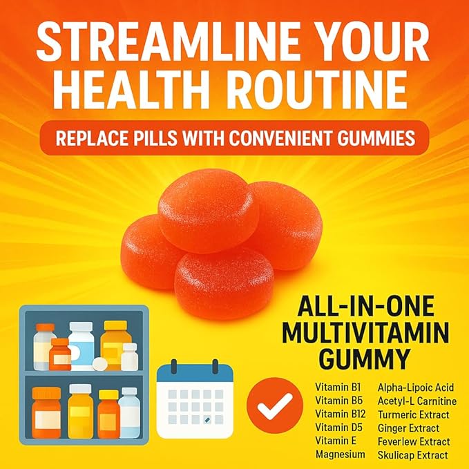 Sugar Free Neuropathy Support Gummies for Nerve – Enhanced Nerve Health, Regeneration, Cognitive Support with Vitamin B1, B6, B12, Magnesium, ALA, Turmeric, CoQ10 & More