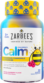 Zarbee's Naturals Children’s Calm Gummies, Magnesium for Kids Ages 5+, Melatonin-Free, Support for a Calm Mind & Body, Chamomile & Vitamin B6, Natural Raspberry Flavor, 30 ct, (Pack of 2)