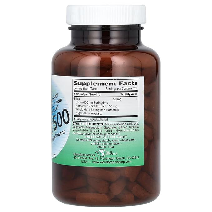 World Organics Silica 500Mg Tabs 200