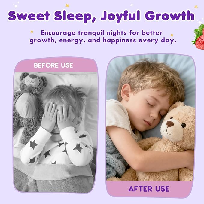 Magnesium Glycinate Liquid for Kids - Magnesium Bisglycinate Drops with L-Theanine, Chamomile & Vitamin B6, B12, C, D3 for Sleep, Relaxation, Immune Support, Calm & Focus - 2 Fl Oz, Strawberry Flavor