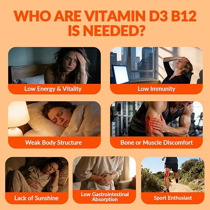 Vitamin D3 B12 Gummies, Vitamin D 10000IU & 500mcg Methyl B12 with Vitamin A, C, K, Calcium, Magnesium, Zinc for Women & Men, Support Eye, Bone, Energy