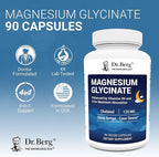 Dr. Berg Magnesium Glycinate 90ct – 4-in-1 Chelated for Muscle, Nerve, Sleep & Stress Support*– w/ D3, B6 & Zinc – 4X Lab-Tested – No Fillers – Formulated in USA, GMP-Certified