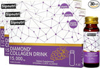 Diamond Collagen Drink -15,000mg Marine Collagen Peptides Liquid Shots for Women & Men, Hydrolyzed with Vitamin C & Pomegranate, Grape Flavor, Supports Skin, Hair & Nail Health-1.69 fl oz x30
