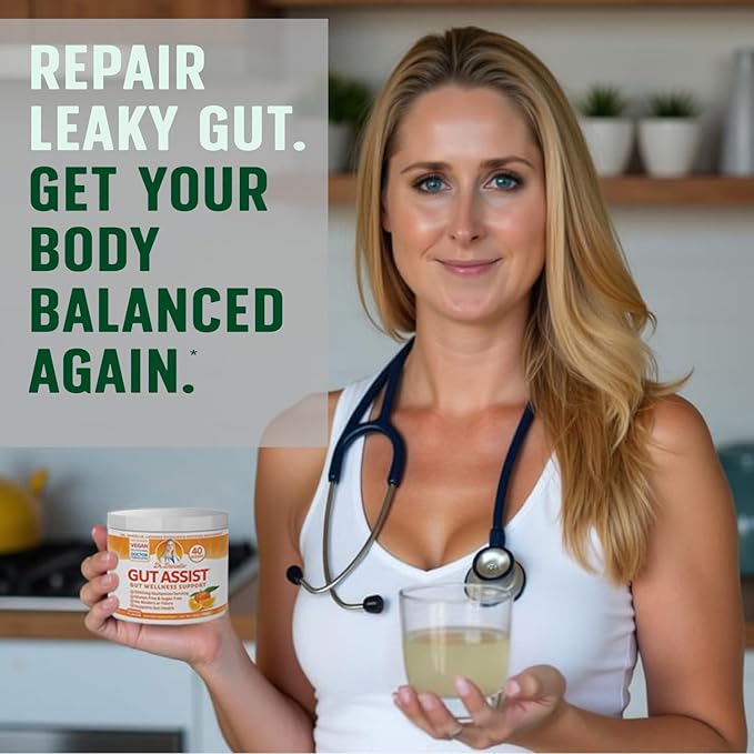 Leaky Gut Support Powder | L-Glutamine Gut Lining Formula | Gut Assist by Dr. Danielle, Orange Flavor