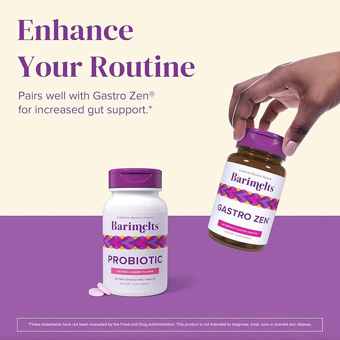 Barimelts Probiotic, 5 Billion CFU - 120 Fast-Dissolving Tablets (4-Month Supply) - Sugar-Free Probiotics for Women, Support Gut Health After Bariatric Surgery, Natural Cherry Flavor