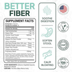 Organics Ocean Better Fiber - Daily Fiber Supplement - Soften Stool for Effortless Bowel Movements - with Psyllium Hulk and Slippery Elm - 90 Capsules