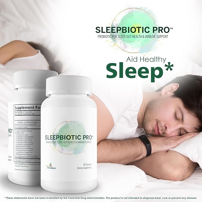 Sleepbiotic Pro - Multi-Strain Probiotic Sleep Support - Aid Gut Health & Immune Support - Promote Relaxation & Sleep Quality with Premium Probiotics - Lactobacillus & Bifidobacterium - 40 Billion CFU