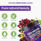 NAD+, Resveratrol, Berberine, & Biotin Anti-Aging Gummy - Hair, Skin, Nails & Joint Supplement - Collagen Peptides, Keratin, Zinc, Vitamin K2 & D3 Gummies -Regeneration- Non-GMO - Made in USA 60 Count