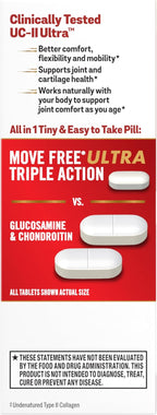 Move Free Ultra Triple Action Joint Support Supplement - Type II Collagen Boron & Hyaluronic Acid - Supports Joint Comfort, Cartiliage & Bones in 1 Tiny Pill Per Day, 30 Tablets (30 servings)*