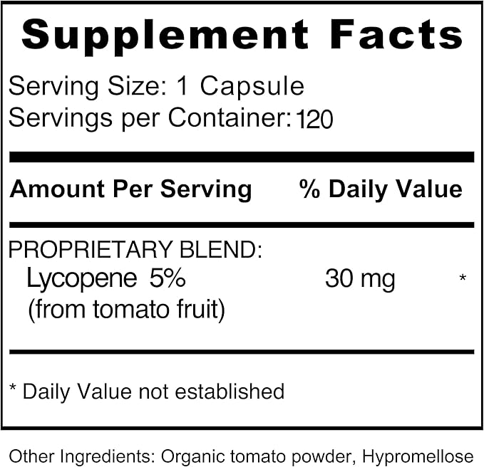 Jiva Botanicals - Lycopene Supplements for Men 30mg - Prostate Supplement for Men with Natural Tomato Extract - Prostate, Skin & Antioxidant Lycopene Supplement USA Made, Non GMO, Vegan, 120 Capsules