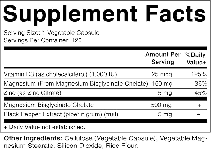 Vitamatic Magnesium (from Bisglycinate & Oxide) with Vitamin D3 & Zinc - 120 Veg Capsules - Supports Muscle, Joint, Nerve & Heart Health – Non-GMO, Gluten-Free (Pack of 2)