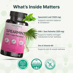 VINATURA Spearmint Leaf Capsules Supplement - Enhanced with DIM & Saw Palmetto, for Unwanted Hair, Women' Health & Skin *USA Made & Tested* - 1380mg/serving, 60 Capsules (30 Servings)