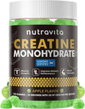 Nutravita NSF Certified Creatine Gummy - Creatine Monohydrate Gummies for Men & Women-5g of Creatine Monohydrate per Serving - Sugar Free,Vegan, Apple Flavor, 120 Count
