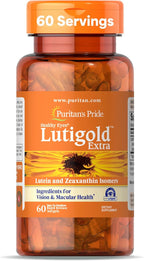 Puritan's Pride Premium Healthy Eyes Lutigold™ Extra Lutein with Meso-Zeaxanthin and Zeaxanthin for Men and Women, Vision Health Support, 2 Month Supply, 60 Easy-to-Swallow Rapid Release Softgels