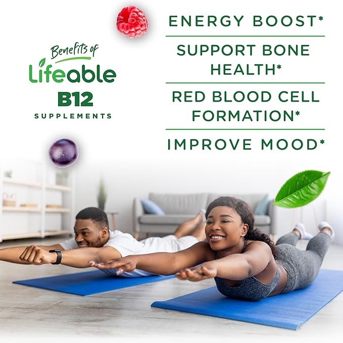 Lifeable Vitamin B12 Gummies for Adults | 1000 mcg | Great Tasting B12 Vitamins | Non-GMO, Vegan B12 | for Energy and Metabolism Support | 90 Gummies