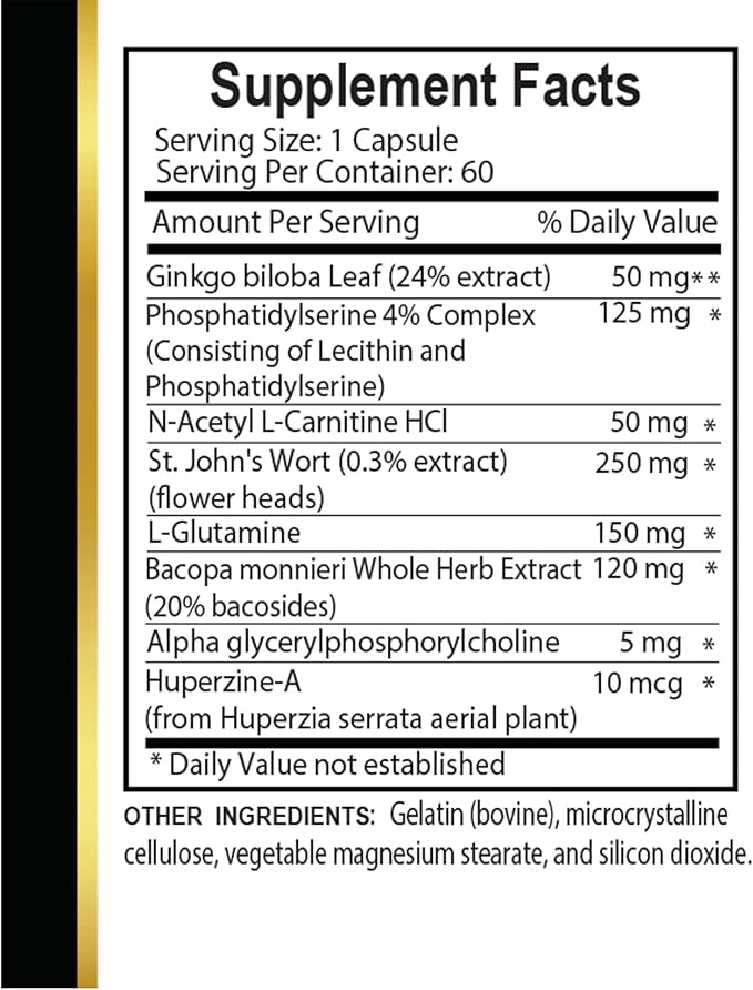 Mind Matrix Focus Formula Support for Adults – Cognitive Support for Productivity, Alertness & Balanced Energy Levels | 1 Bottle 60 Capsules