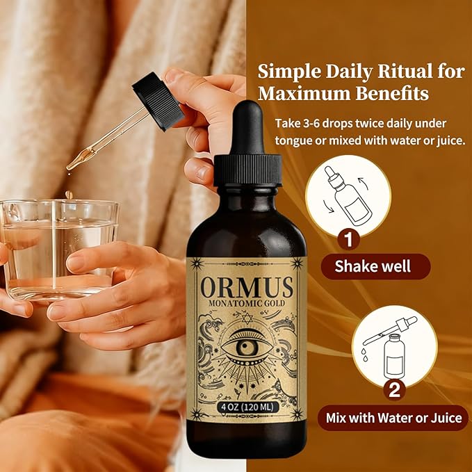 ORMUS Gold Oil PINEAL Gland - Liquid Gold Organic, Enhance Cellular Health, Increased Energy & Vital Force, Cleanse Your pineal Gland | 4oz