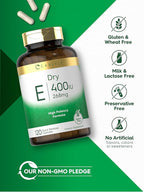 Carlyle Dry Vitamin E 400 IU | 120 Capsules | D-Alpha Tocopheryl | High Potency Formula | Non-GMO and Gluten Free