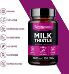 PhiNaturals Milk Thistle Extract Capsules Supplement Liver Detox 260mg Silymarin 30:1 Extract Equivalent to 7800mg Milk Thistle Seeds Liver Detox Silimarina