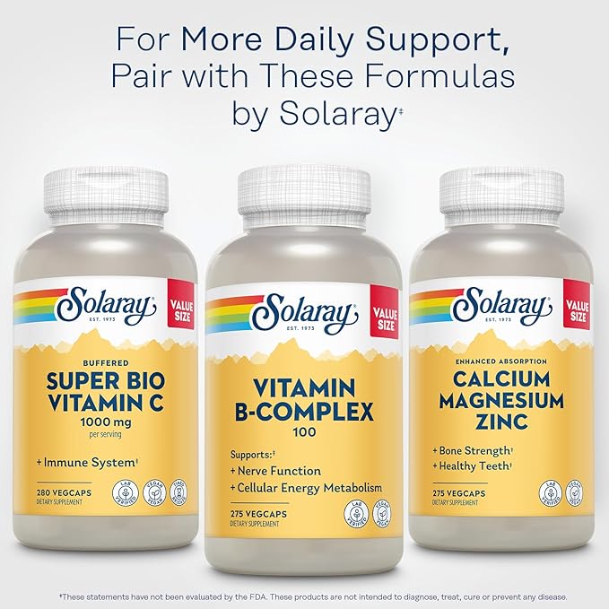 SOLARAY Vitamin B Complex 100mg - Cellular Energy, Nerve and Heart Health Support - Supplies All 8 B Complex Vitamins - Vitamin B12, B1, B2, B3, B6, Niacin, Folic Acid and Biotin - Vegan, 275 Servings