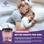 Kids Magnesium Gummies, Magnesium Glycinate Gummies 400mg/200mg with L-Theanine, Chamomile, Vitamin B6, D3 for Kids, Relaxation & Zzz Support, Nerve Bone - Sugar Free Mixed Berry Flavor 60ct